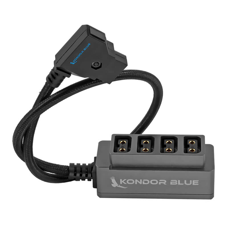 Kondor Blue 12V Metal D-Tap Hub 4 Way Port Power Tap Splitter (1/4”-20 Thread)